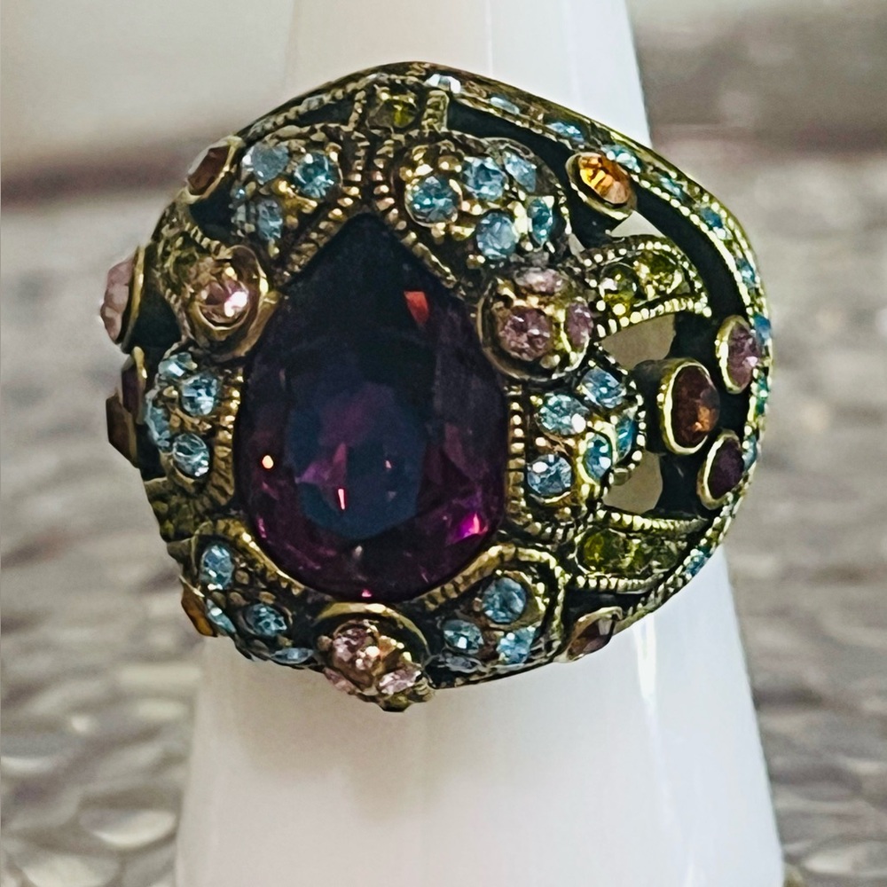 Vintage Heidi Daus “Damoiselle” Dragonfly Swarovski Crystals size 10 ring EUC